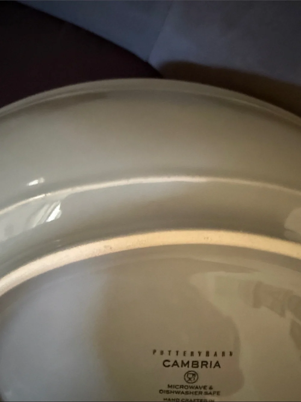 NWT Pottery Barn Cambria Oval Handcrafted Serving Bowl, Gray (retired color)